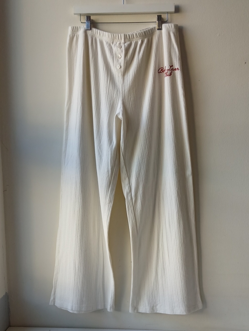 Book Lover Club Pointelle Lounge Pants Cream Women's Large